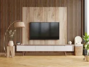 Mockup,A,Tv,Wall,Mounted,In,A,Dark,Room,With