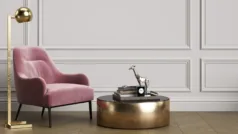 Cassic,Interior,With,Pink,Armchair,And,Floor,Lamp,With,Copy