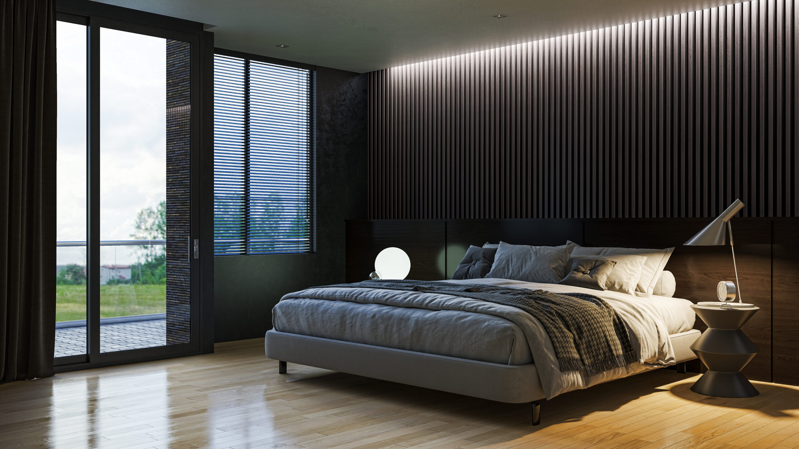 ilustracja renderowanie 3d nowoczesne jasne wnetrza sypialni wygenerowany komputerowo obraz