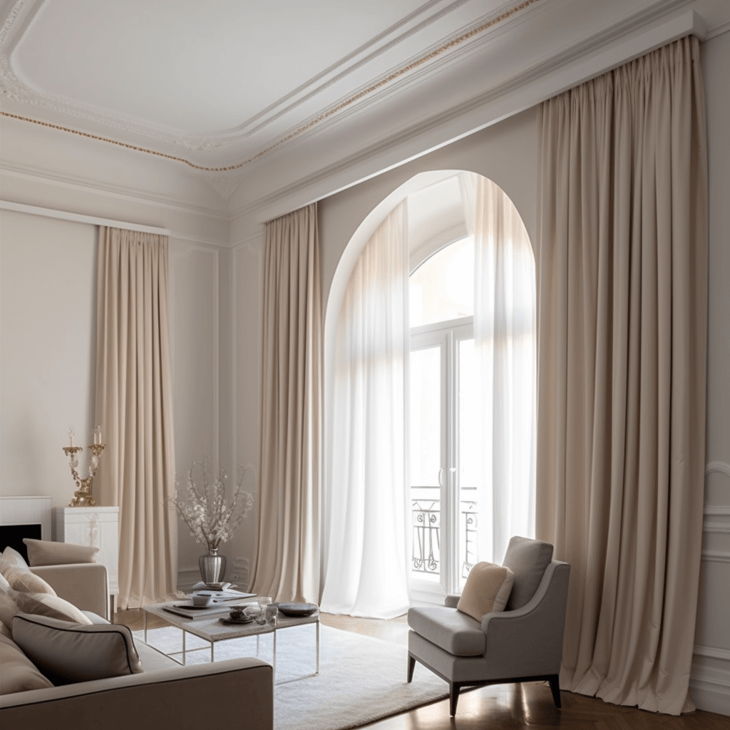 QL026 Mardom Decor curtain rod strip with a minimalist design installed in a modern classic interior