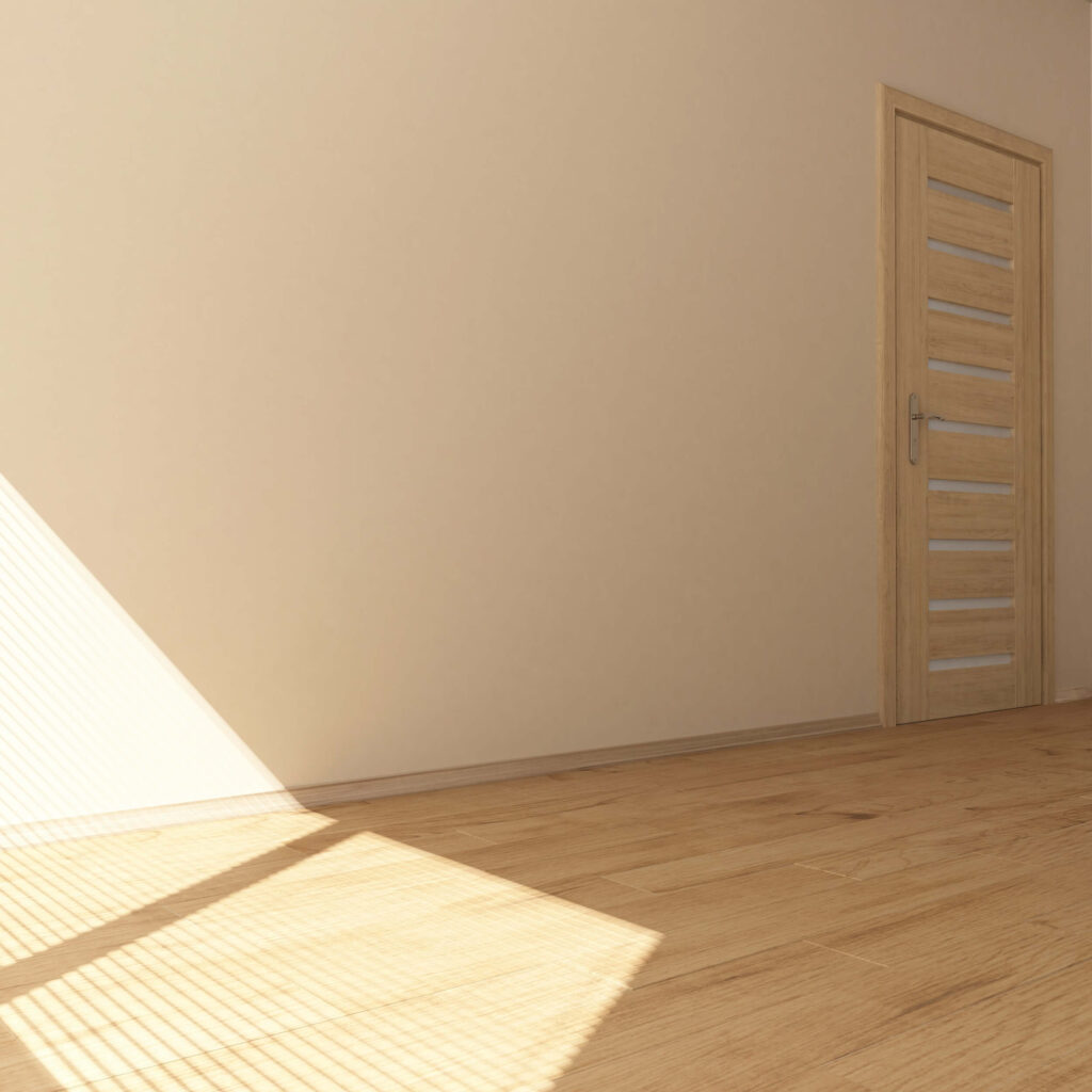 PVC podlahová lišta v barvě světlého dřeva sladěná s podlahou